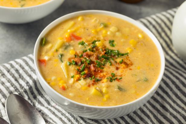 Homemade Summer Corn Chowder with Potatoes and Bacon