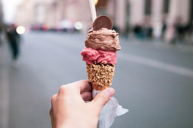 Tasty gelato ice cream in the streets of Rome.