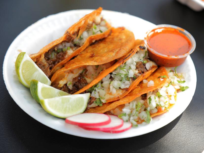 Quesotacos, as served by Tacos y Birria la Unica, located in Los Angeles - as seen on Diners Drive-Ins and Dives, Season 37.