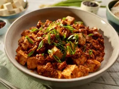 Beauty shot of Molly Yeh's Mapo Tofu with Pork, as seen on Girl Meets Farm Season 13