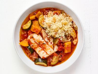 SPICY COD STEW WITH COUSCOUS. Fish, seafood.