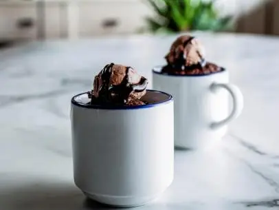 Close-up of Cherry Chocolate Mug Cake
