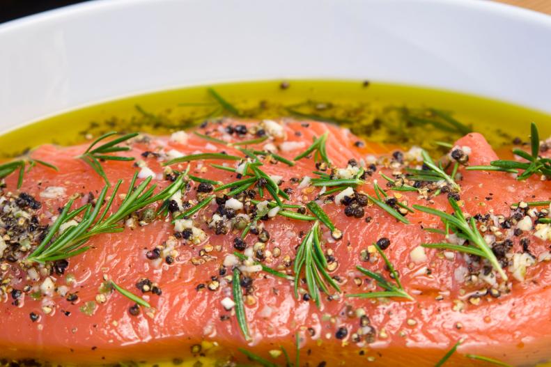 "Marinated freshwater sockeye salmon fillet in rosemary herb, olive oil, garlic & pepper marinade. (SEE LIGHTBOXES BELOW for more more fresh seafood barbeque meat & grilling meals, healthy cooking & food...)"