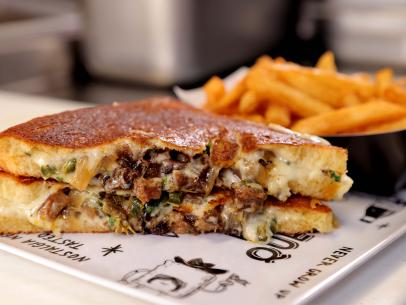 The Mushroom Gruyere grilled cheese, as served by Papi Queso, located in Charlotte, North Carolina, as seen on Triple-D Nation, Season 5.