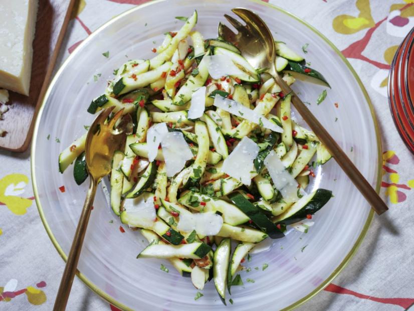Geoffrey Zakarian's Warm Zucchini Salad with Almonds Beauty, as seen on The Kitchen, Season 36.