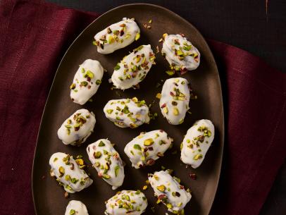 HALVAH-STUFFED DATES WITH PISTACHIOS.