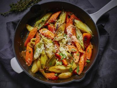 Mary Berg's Cheesy Braised Carrots and Leeks, as seen on Mary Makes it Easy S3