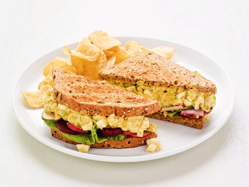 Egg Salad Sandwiches with Pickled Beets.