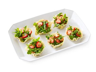 Strawberry-Arugula Salad in Parmesan Cups.