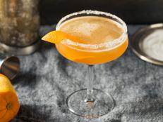 Boozy Orange Sidecar Cocktail with a Sugar Rim