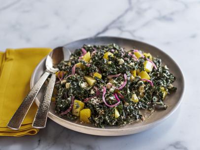 Close-up of Mango Chipotle Kale Salad, as seen on The Pioneer Woman Season 36