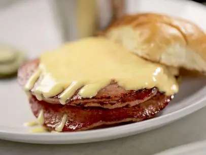 Fried Bologna Sandwich prepared by Chef/Owner Jacob Town at The Spoon Trade in San Luis Obispo, California, as seen on Food Network's Diners Drive-Ins and Dives, season 40.