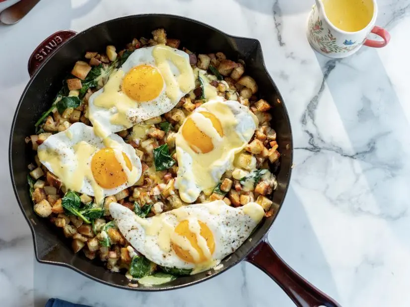 Close-up of Benedict Breakfast Hash, as seen on The Pioneer Woman, Season 37