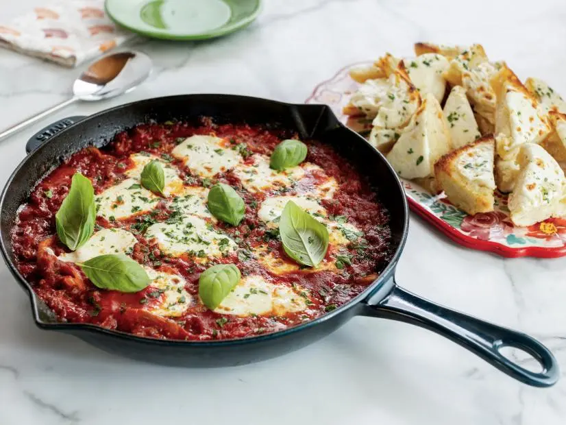 Close-up of Skillet Pizza Dip, as seen on The Pioneer Woman, Season 37