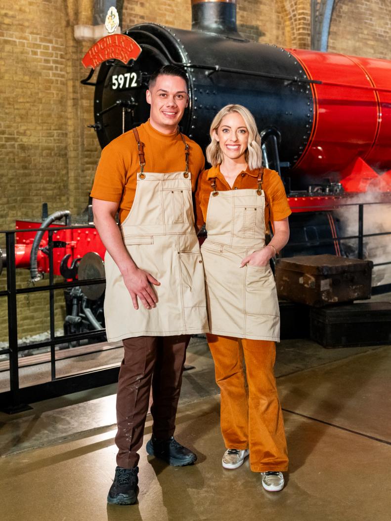 Contestants Yohann Le Bescond and Kayla Giddings, as seen on Harry Potter: Wizards of Baking, Season 1.