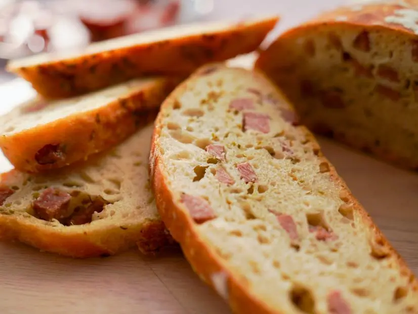 Beauty shot of Molly's No Knead Salami Bread, as seen on Girl Meets Farm, season 10.