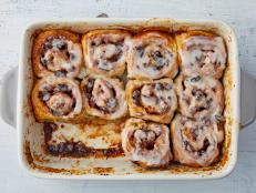 Anne Burrell Maple Bacon Puff Pastry Cinnamon Rolls, as seen on Food Network Kitchen.