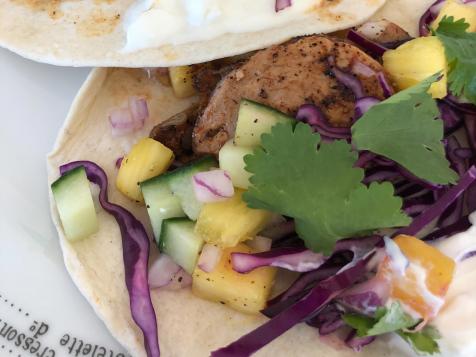 Coffee-Rubbed Grilled Pork Tenderloin Tacos with Pineapple Cucumber Salsa