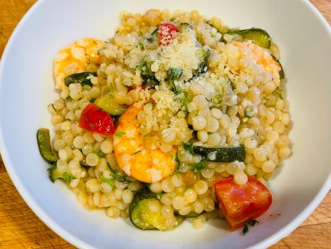 One-Pot Israeli Couscous Shrimp-and-Veggie Bowls