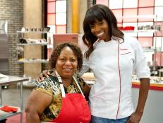 Host Lorraine Pascale with her Red Team finalist, Carla Johnson. As seen on Food Network's Worst Bakers In America, Season 1.