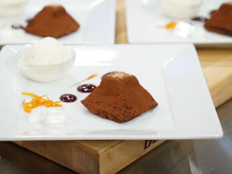 Whiskey- and Bitters-Infused Chocolate Cake with Bitters-Orange Marmalade Ice Cream