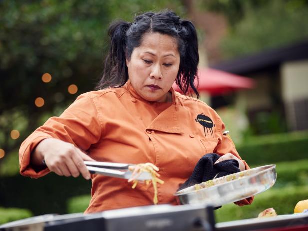 Sophina cooks her entree dish
