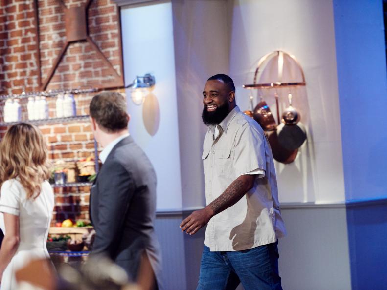 Finalist Yaku Moton-Spruill during the reveal of the Mentor Challenge, Cook For Your Life, as seen on Food Network Star, Season 12.