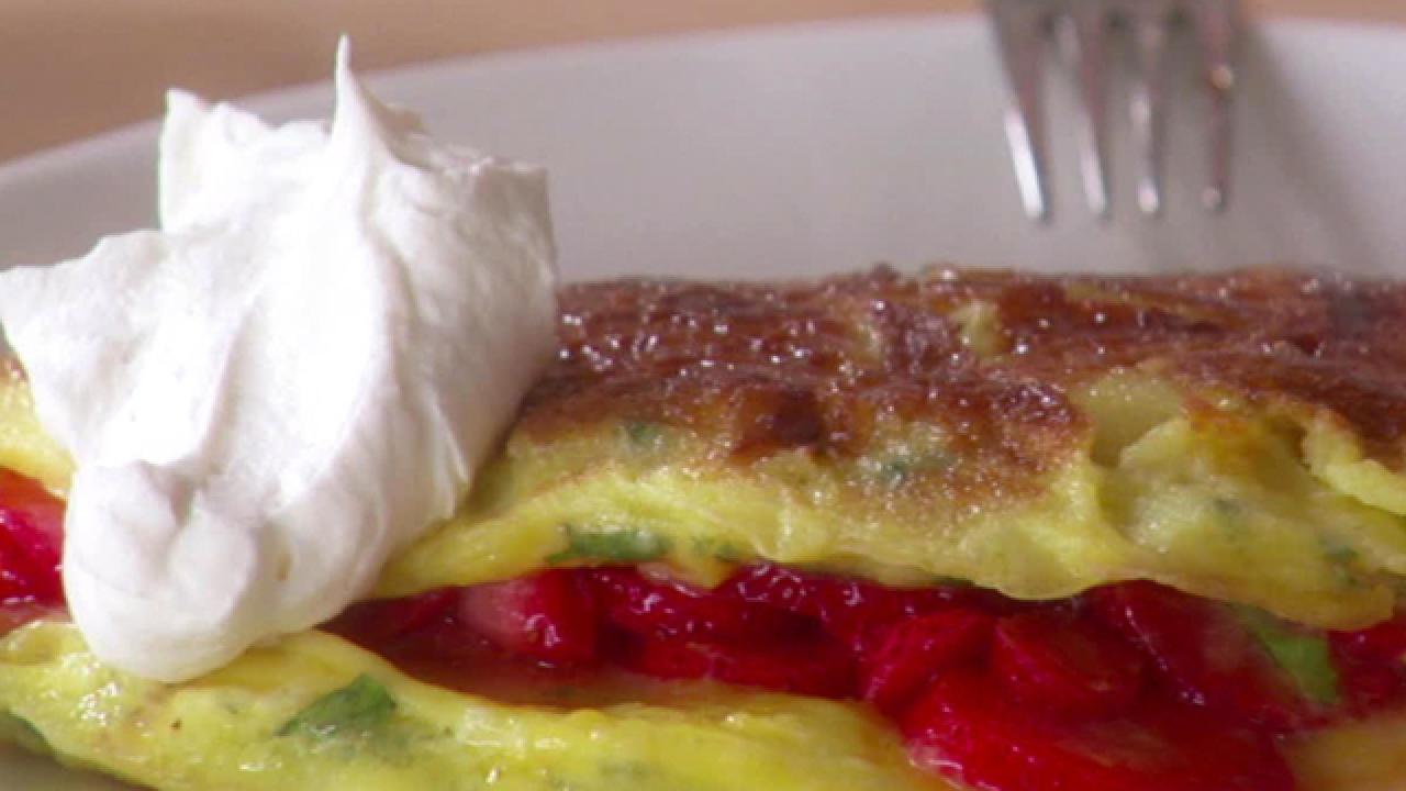 Mint and Strawberry Omelet