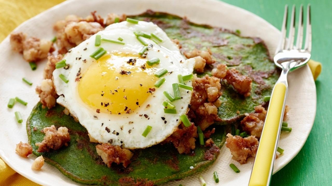 Spinach Pancakes and Hash