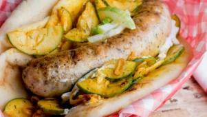 Grilled Turkey Sausage with Cucumber Relish