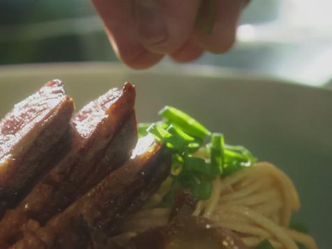 Duck Breasts with Roasted Pears and Cold Sesame Noodles