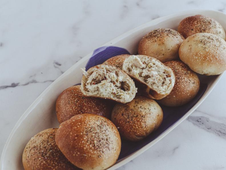 Close-up of Chicken Artichoke Bread Bombs, as seen on The Pioneer Woman, Season 34.