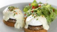 Eggs Benedict with Grit Cakes