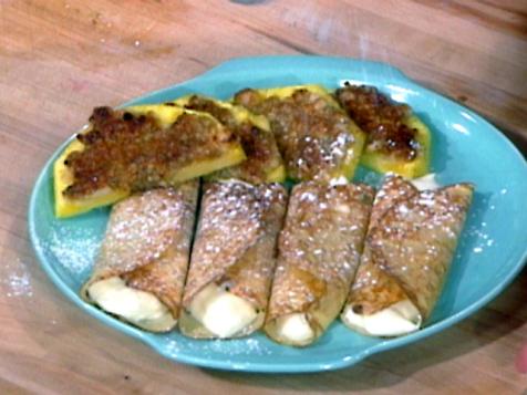 Cheese Blintzes with Broiled Pineapple