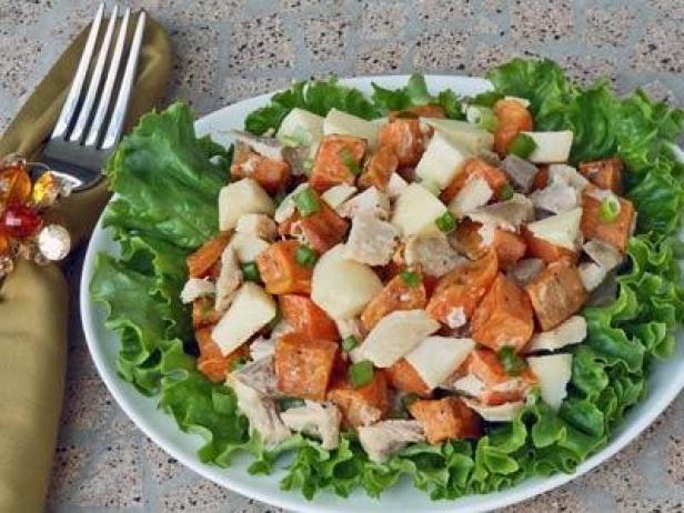 chicken salad with roasted potatoes