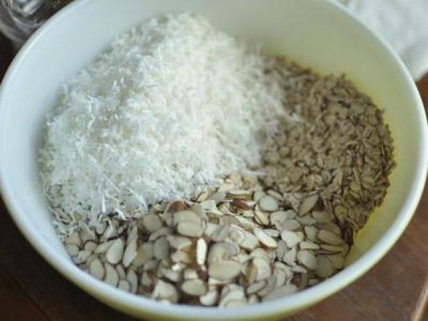 bowl of granola ingredients