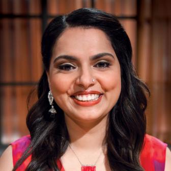 Maneet Chauhan judges, as seen on Food Network’s Chopped All Stars, Season 14.