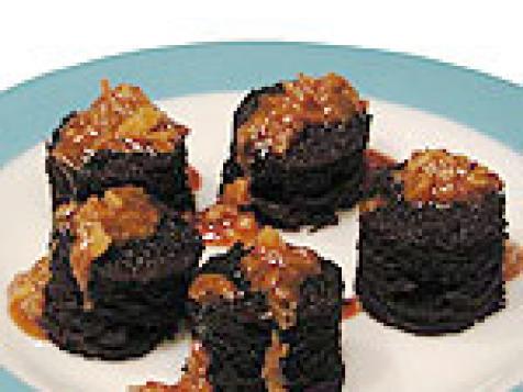 Chockablock Chocolate Cakes with Warm Macadamia Nut Goo