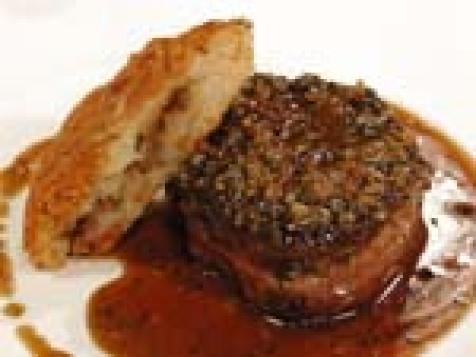 Pepper-Seared Filet Mignon with Dijon Mustard Sauce