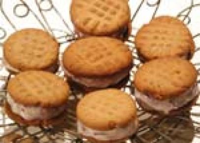 Peanut Butter Cookie Sandwiches Stuffed with Grape Jelly Ice Cream