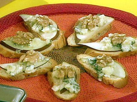 Roquefort, Pear and Walnut Toasts