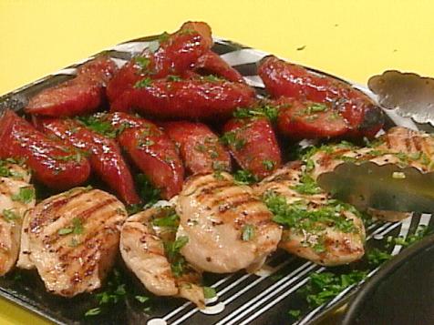 Grilled Chicken Breasts and Linguica