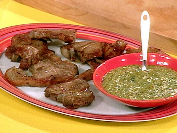 Lamb Chops with Mint and Mustard Dipping Sauce Recipe | Rachael Ray ...