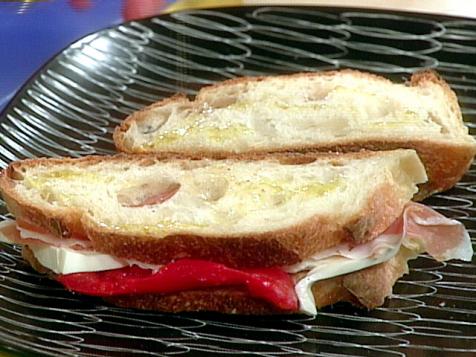 Panini with Prosciutto, Roasted Pepper and Mozzarella