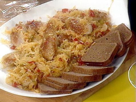 Bratwurst with Sweet-and-Sour Kraut and Dark Bread
