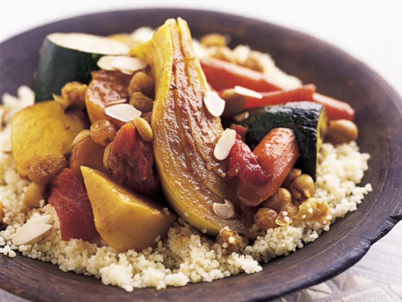 SEVEN VEGETABLE COUSCOUS WITH CHUNKY ONION HARISSA