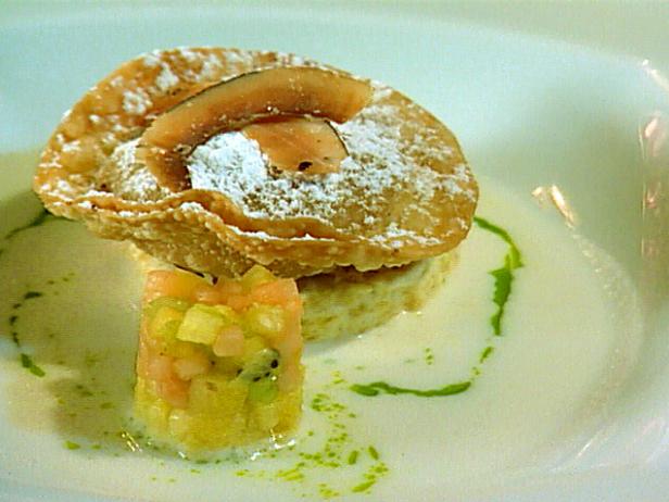 Chilled Coconut Lemongrass Soup with Warm Pineapple Dumpling