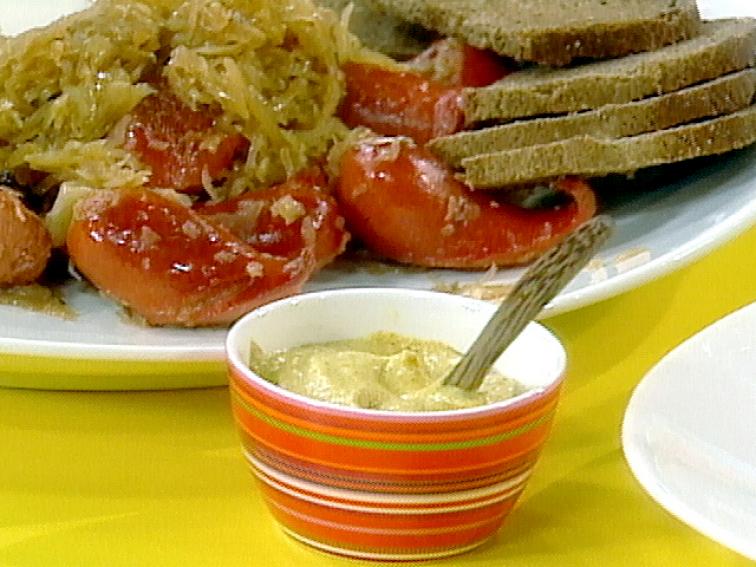 Knocks and Chops Knockwurst with Spiced Sauerkraut and Smoked Pork