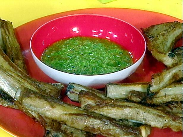 Baby Lamb Chops with Parsley and Mint Pesto Dipping Sauce Recipe