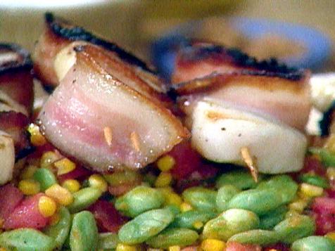 Bacon-Wrapped Scallop Tournedos with Summer Succotash